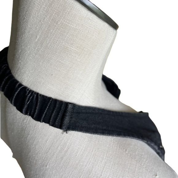 Lydia motorcycle vest Halter Top y2k black denim lace Zip Up Goth Emo Small VTG - Picture 8 of 12